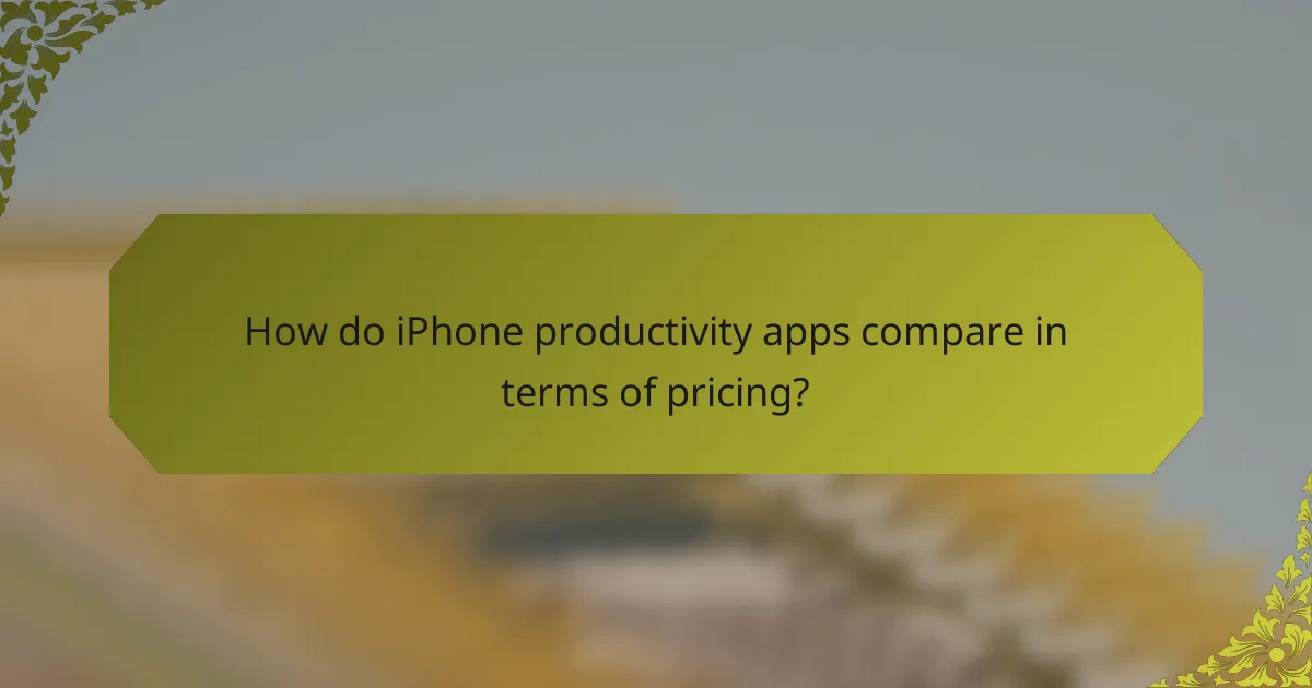 How do iPhone productivity apps compare in terms of pricing?