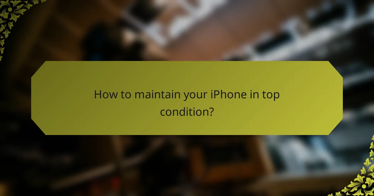 How to maintain your iPhone in top condition?
