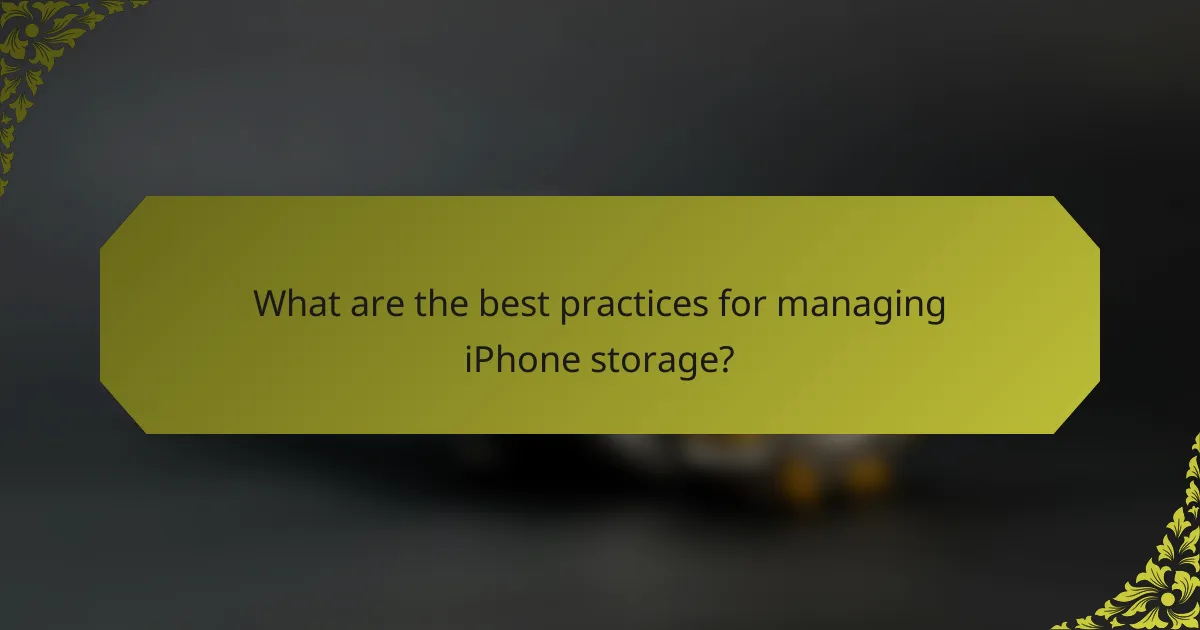 What are the best practices for managing iPhone storage?