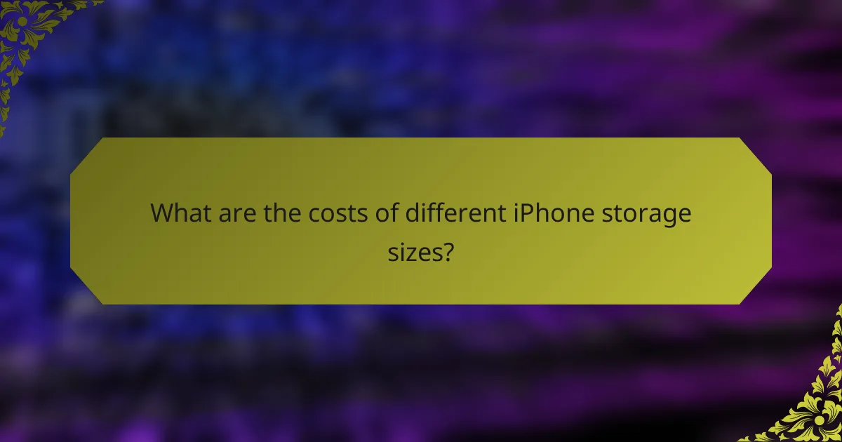 What are the costs of different iPhone storage sizes?