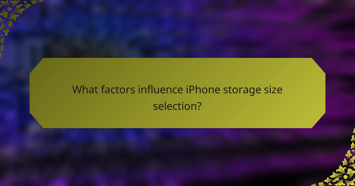 What factors influence iPhone storage size selection?