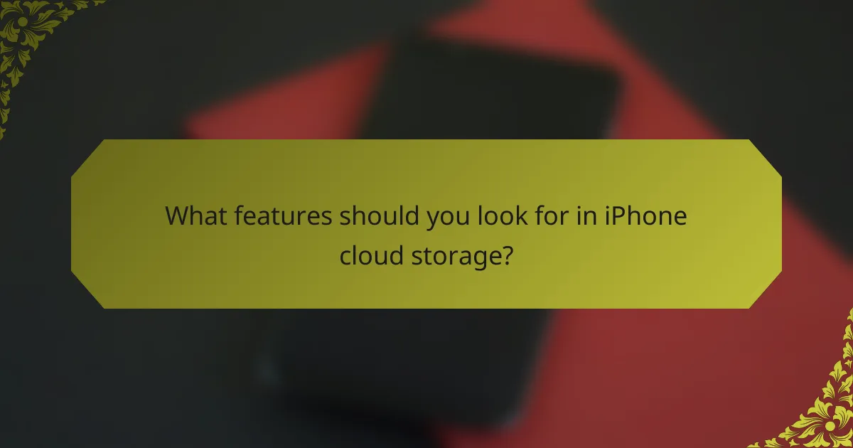 What features should you look for in iPhone cloud storage?
